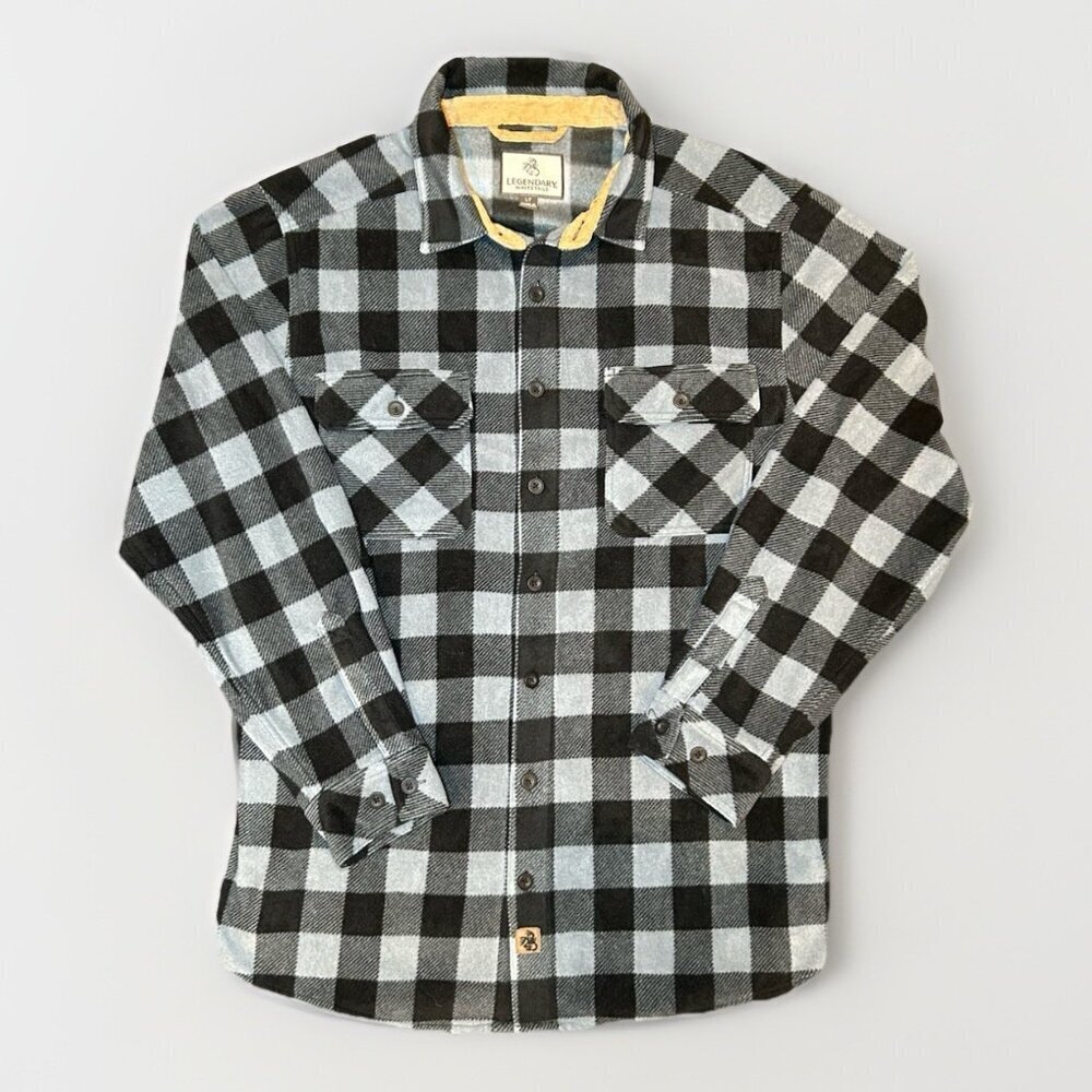 Legendary Whitetails Flannel Jacket Black/Grey Plaid Men’s Size Large Tall